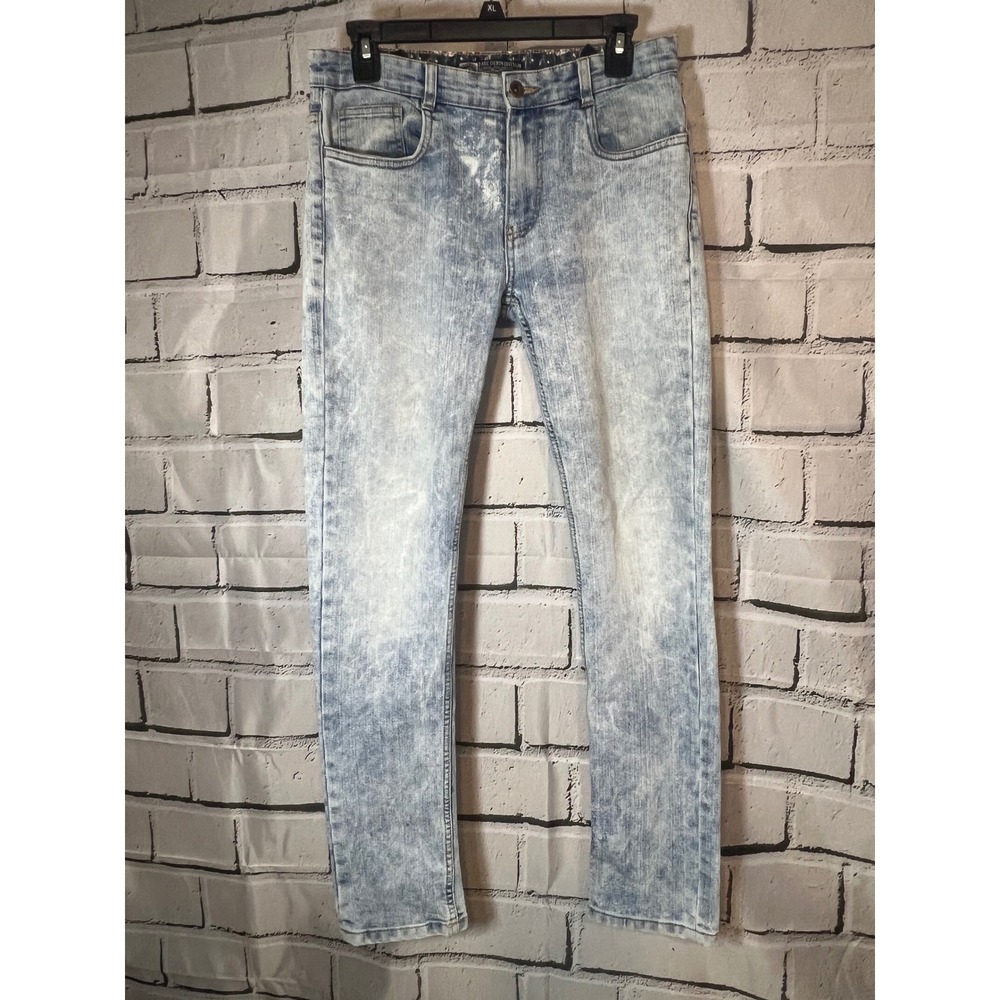Bare Denim Division Acid Wash Slim Straight Jeans Light Blue 28x30 Small